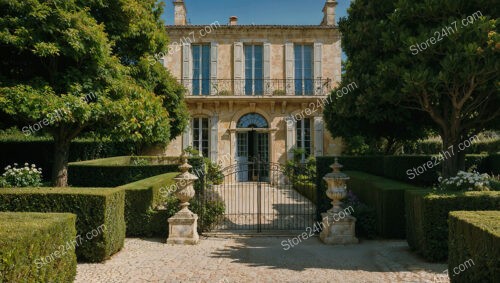 Country Mansion with Manicured Gardens and Grand Entrance