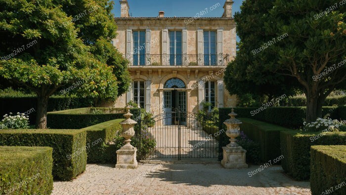 Country Mansion with Manicured Gardens and Grand Entrance