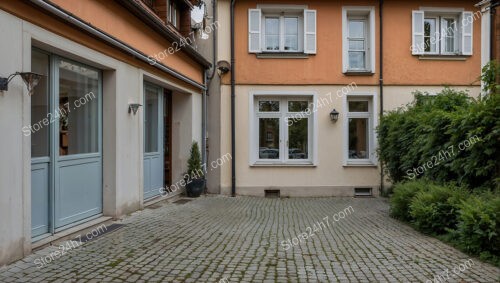 Cozy Bavarian Courtyard with Lush Greenery and Classic Design