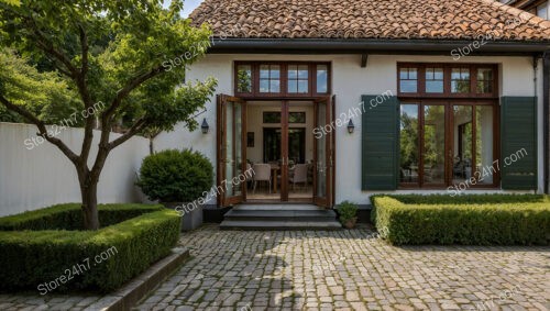 Cozy Countryside Cottage with Green Shutters and Garden