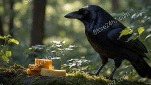 Crow Eyes Prize: Cheese Tempts in Enchanted Forest Scene