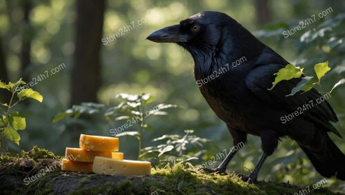 Crow Eyes Prize: Cheese Tempts in Enchanted Forest Scene
