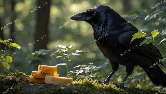 Crow Eyes Prize: Cheese Tempts in Enchanted Forest Scene