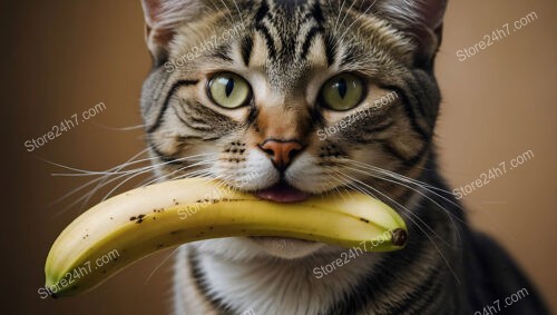 Curious Cat Delights in a Sweet and Ripe Banana