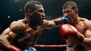 Dramatic Clash of Titans: Boxing Match in Full Swing