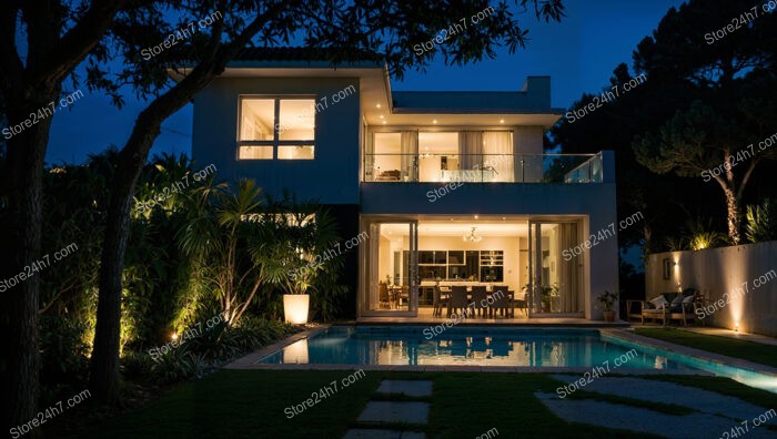 Dream Home on the French Riviera, Nighttime Elegance Shines