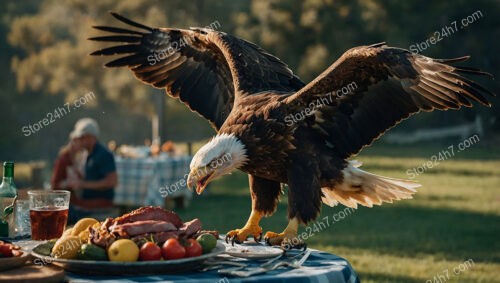 Eagle's Bold Picnic Heist Captured in Stunning Natural Detail