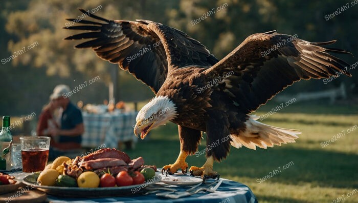 Eagle's Bold Picnic Heist Captured in Stunning Natural Detail