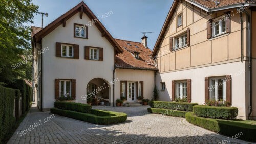 Elegant Bavarian Homes with Manicured Gardens and Cobblestones