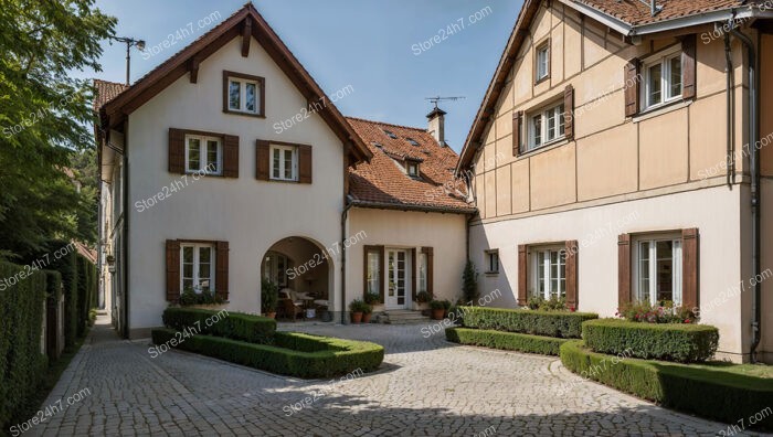 Elegant Bavarian Homes with Manicured Gardens and Cobblestones