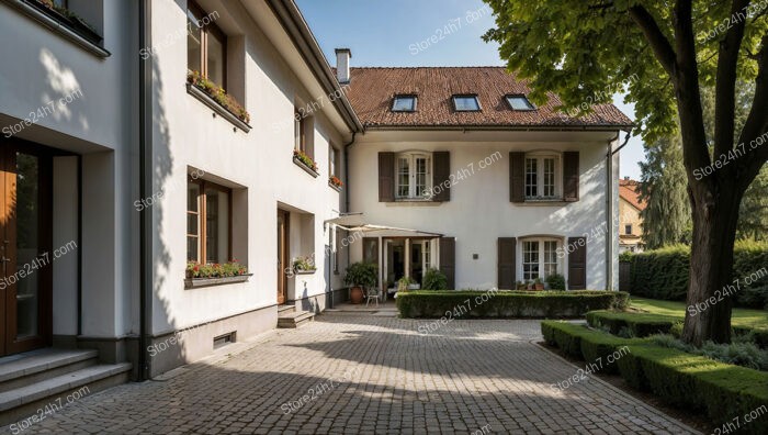 Elegant Bavarian Residence with White Facade and Greenery