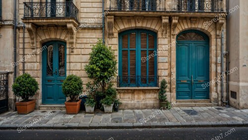 Elegant Blue Doors of a Historic French City Residence