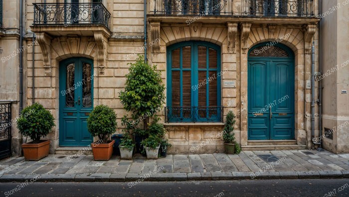 Elegant Blue Doors of a Historic French City Residence