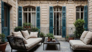 Elegant French City Apartment Terrace with Cozy Outdoor Seating