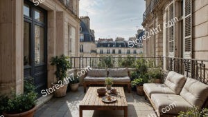 Terrace in an Elegant, Sophisticated French City Apartment