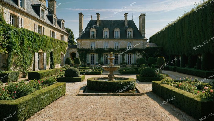 Elegant French Estate Featuring a Stunning Courtyard Garden