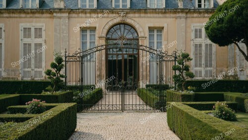 Elegant French Manor with Grand Entrance and Lush Gardens