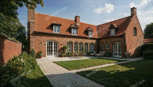 Elegant Gothic Residence with Spacious Courtyard and Red Roof