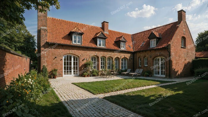 Elegant Gothic Residence with Spacious Courtyard and Red Roof