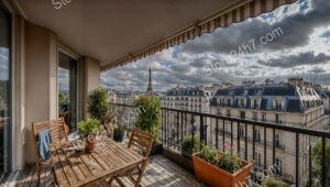 Elegant Paris Apartment Terrace with Eiffel Tower View