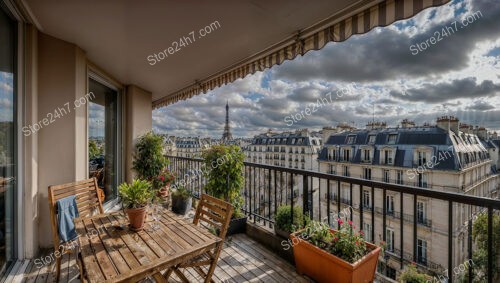 Elegant Paris Apartment Terrace with Eiffel Tower View