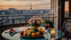 Elegant Parisian Apartment Terrace with Eiffel Tower View