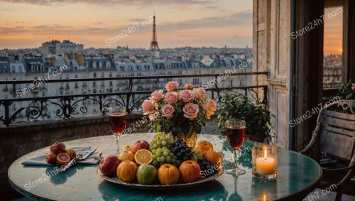 Elegant Parisian Apartment Terrace with Eiffel Tower View