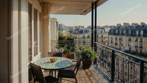 Elegant Parisian Apartment Terrace with Scenic Rooftop Views