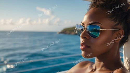 Elegant Reflections: A Young Woman's Serene Yacht Adventure Bliss