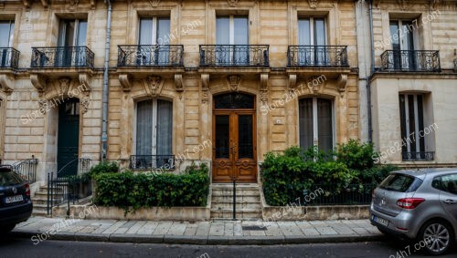 Elegant Stone Facade and Ornate Door in Historic French City