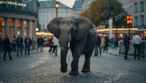 Elephant Strolls Serenely Through the Historic Streets of Berlin
