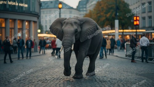 Elephant Strolls Serenely Through the Historic Streets of Berlin