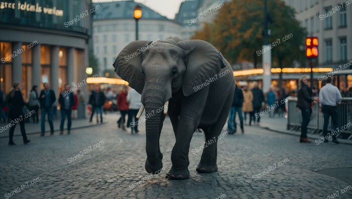 Elephant Strolls Serenely Through the Historic Streets of Berlin