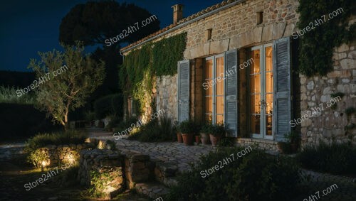 Enchanting Night View of a Stone House in France