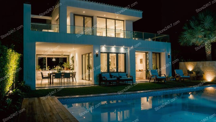 Enchanting Nighttime View of a Luxury Villa in Nice