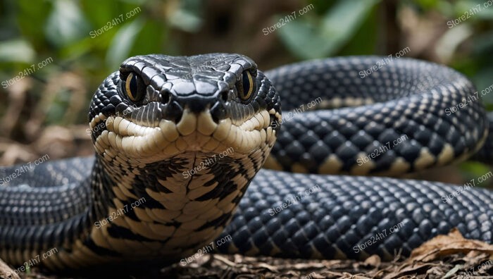 Enigmatic Eyes of the Jungle: Snake's Mesmerizing Gaze Captured