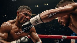 Fierce Battle in the Ring: Unyielding Boxers Exchange Blows