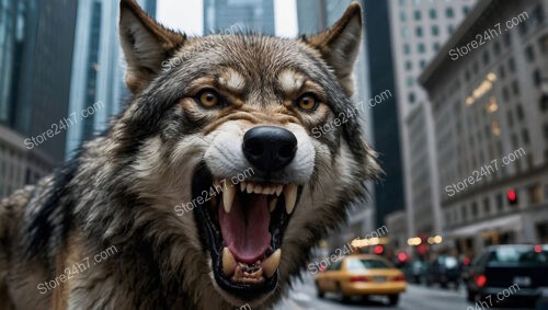 Fierce Wolf Roars Amid Wall Street's Urban Jungle