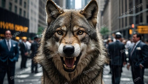 Fierce Wolf Stands Defiant Amid Wall Street's Hustle