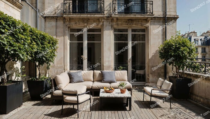 French City Apartment Terrace with Comfortable Outdoor Seating