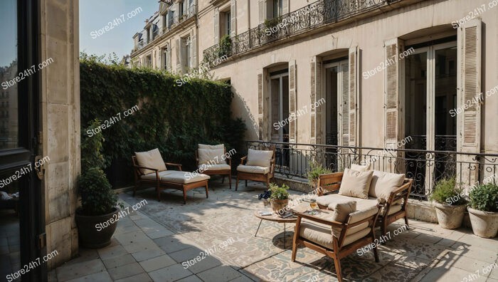 French City Apartment Terrace with Elegant Architectural Features