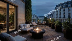 French City Apartment Terrace with Stunning Nighttime Ambiance