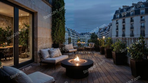 French City Apartment Terrace with Stunning Nighttime Ambiance