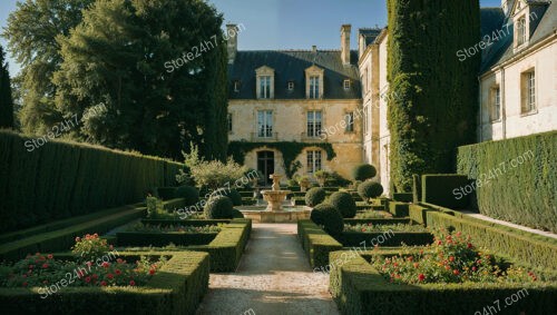 French Country Estate with Beautiful Gardens and Fountain