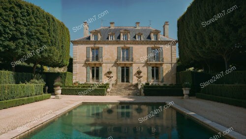 French Country Estate with Manicured Gardens and Pristine Pool