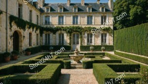 French Country Mansion with Beautiful Gardens and Fountain