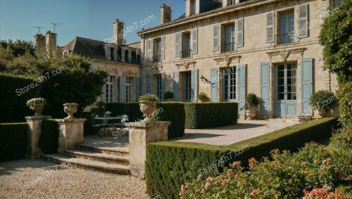 French Country Mansion with Classic Architecture and Gardens