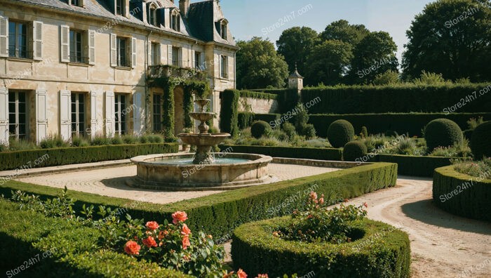 French Countryside Manor with Stunning Garden and Fountain