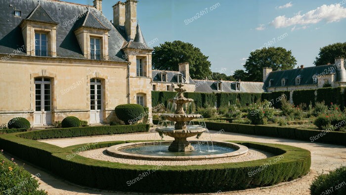 French Manor with Beautiful Gardens and Central Fountain