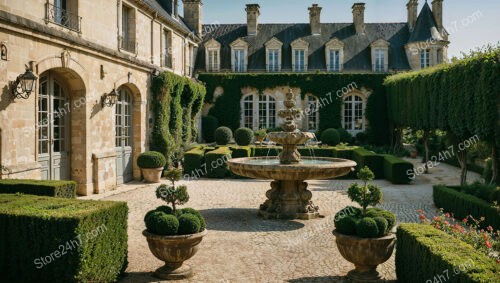 French Mansion with Exquisite Landscaping and Classic Design